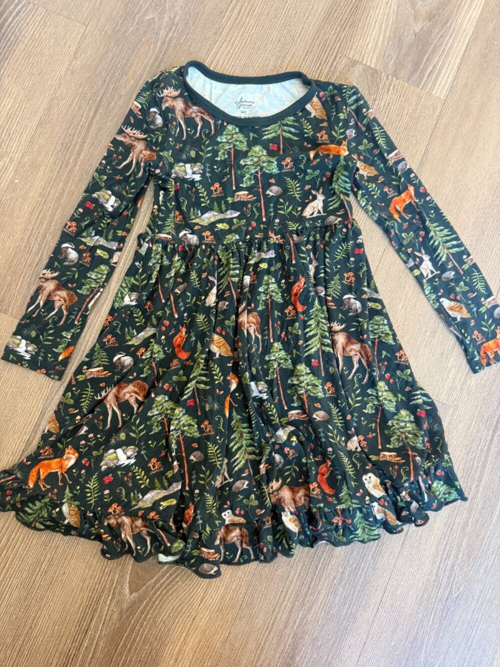 NWOT Jammie Sessions Wood You Be My Friend Long Sleeve Big Kid Twirl Dress 5/6T